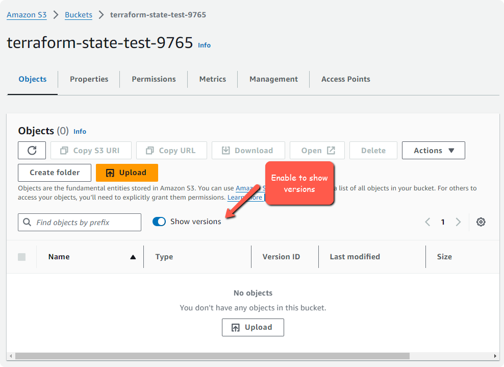 s3 bucket for the terraform state 