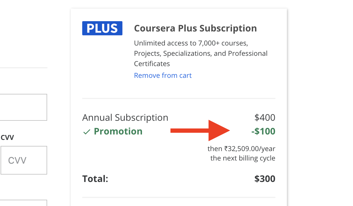 coursera plus discount checkout.