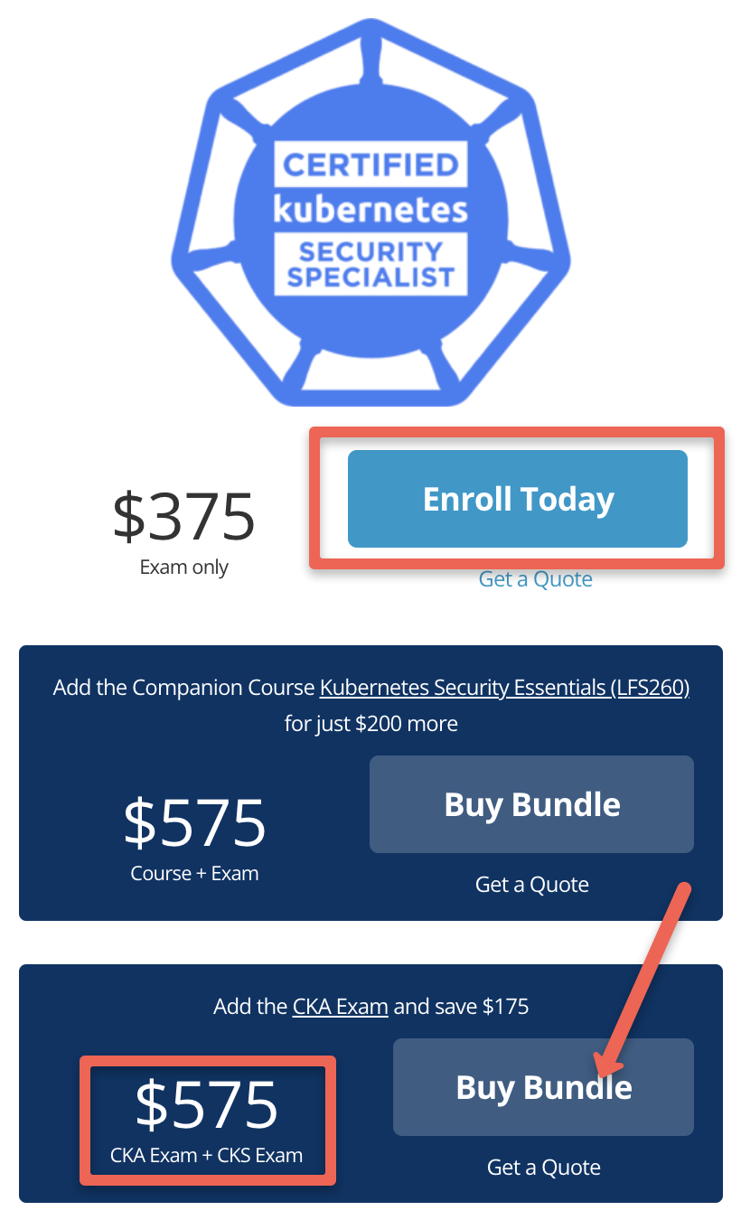 Kubernetes certification enrollment.