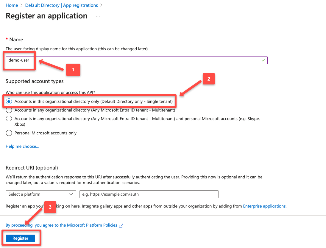 filing the application registration with the required informations