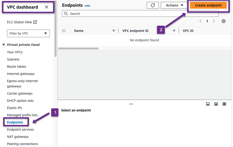 creation of the vpc endpoint from the source account vpc