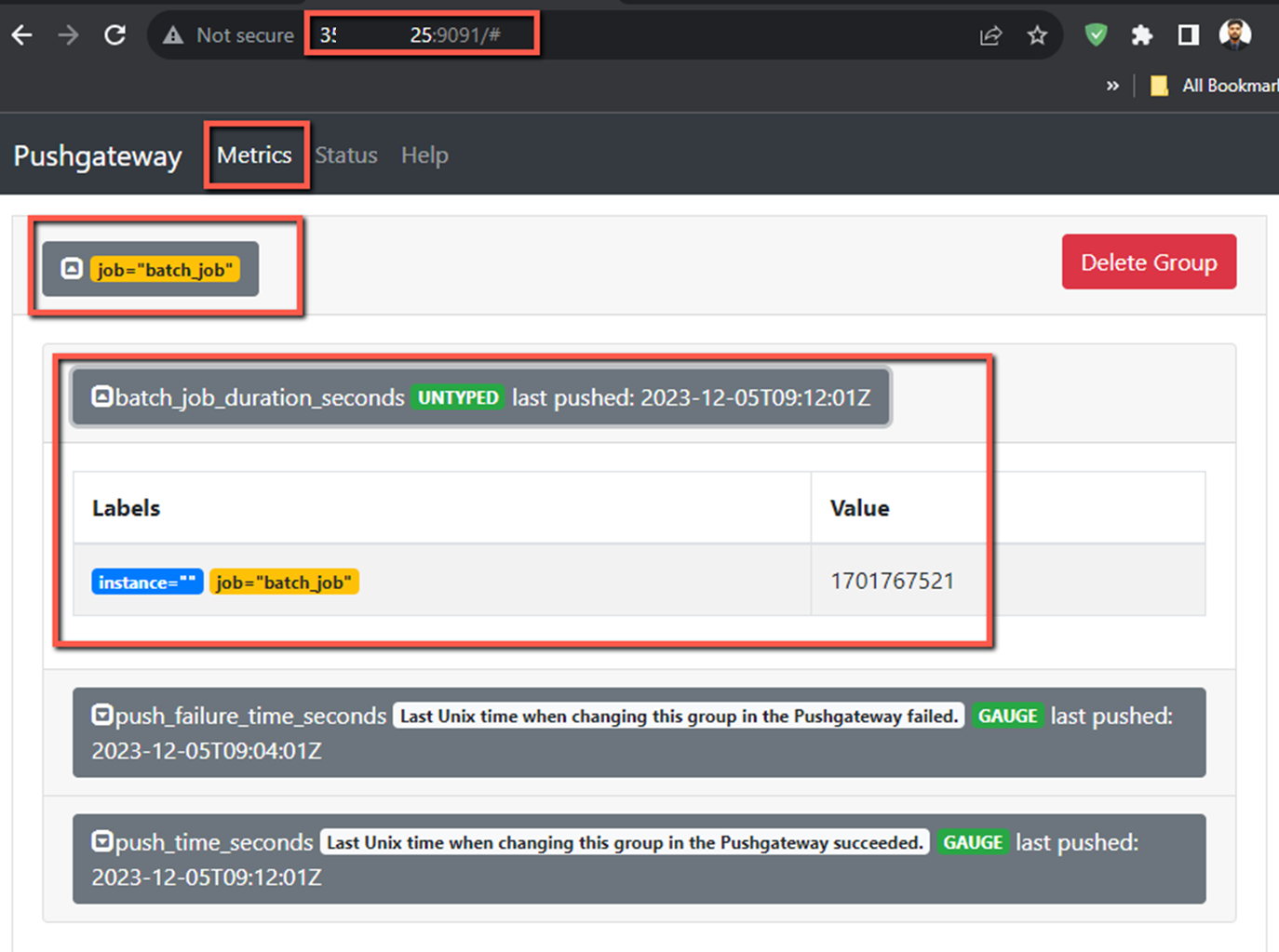 pushgateway dashboard