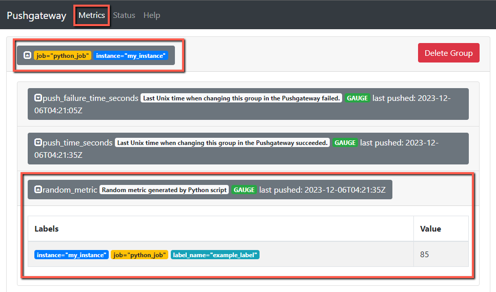 pushgateway dashboard