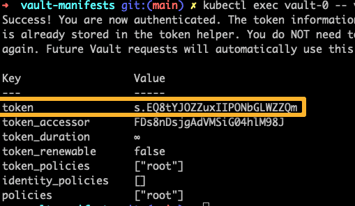 Kubernetes Vault login token