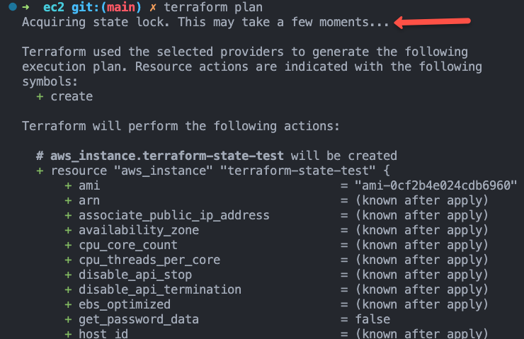 terraform plan with state lock