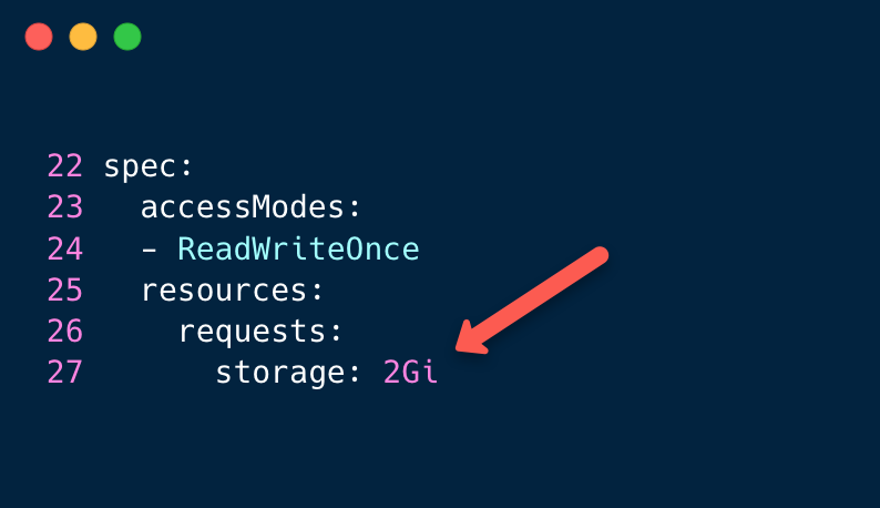 editing the storage size in pvc yaml