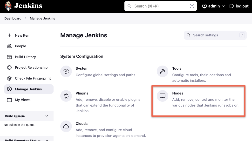 Jenkins Nodes Option