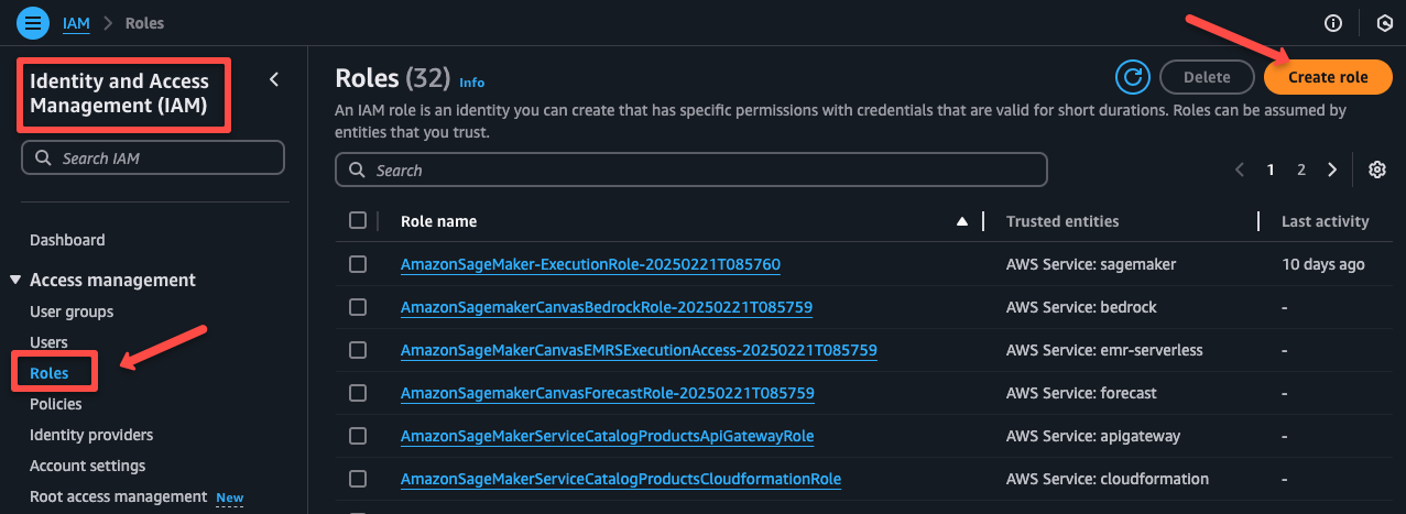 creating role with the aws ssm role