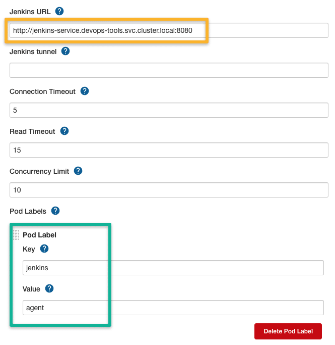 Jenkins URL configuration for Kubernetes Jenkins plugin 