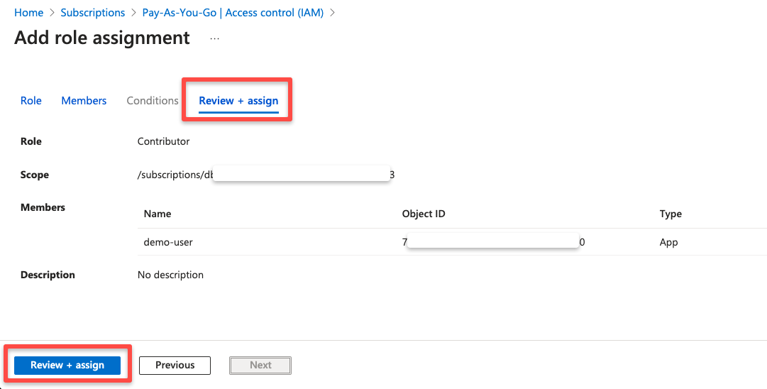 assigining the role to the app registration to get the defined permissions