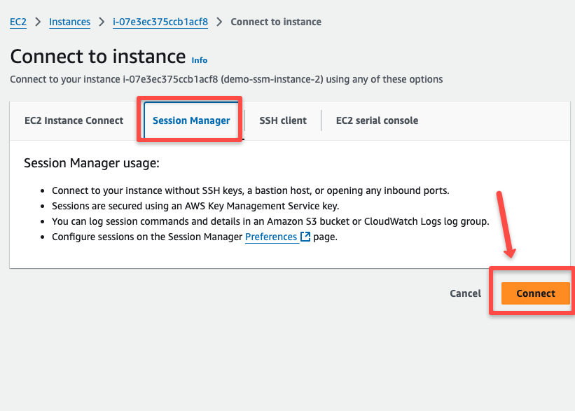 connecting an existing ec2 instance with the ssm instance profile. 