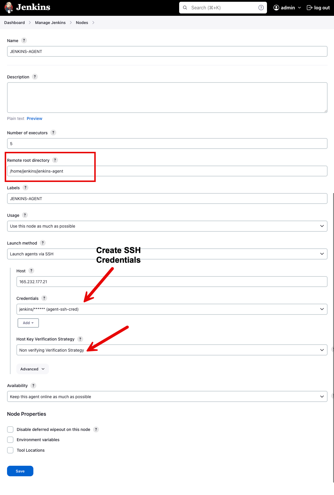 Jnekins Agent Node Configuration