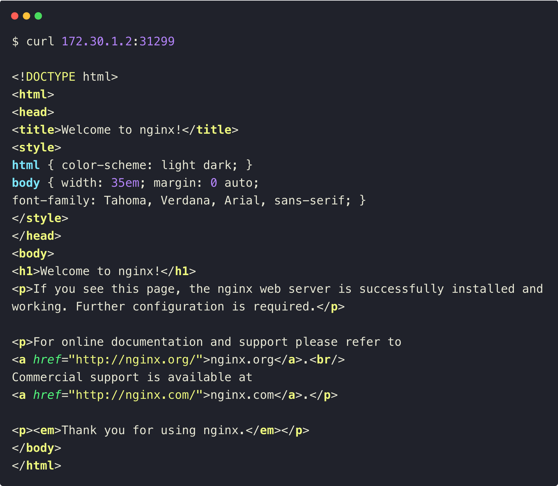 the output of the demo application
