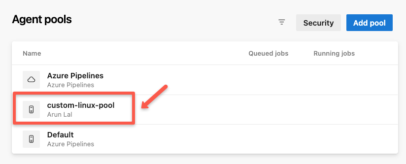 selecting the created pool to add the agents
