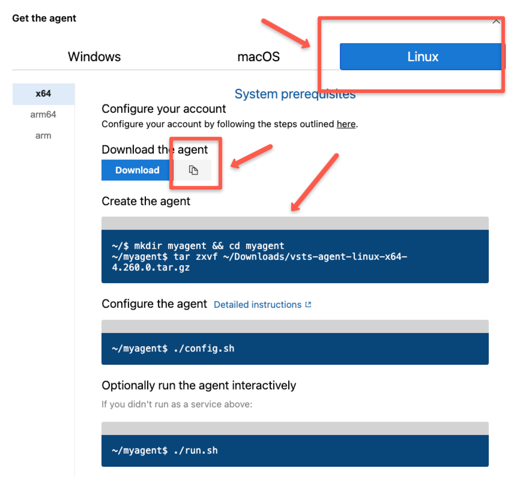 the instructions and command to change the vm as runner