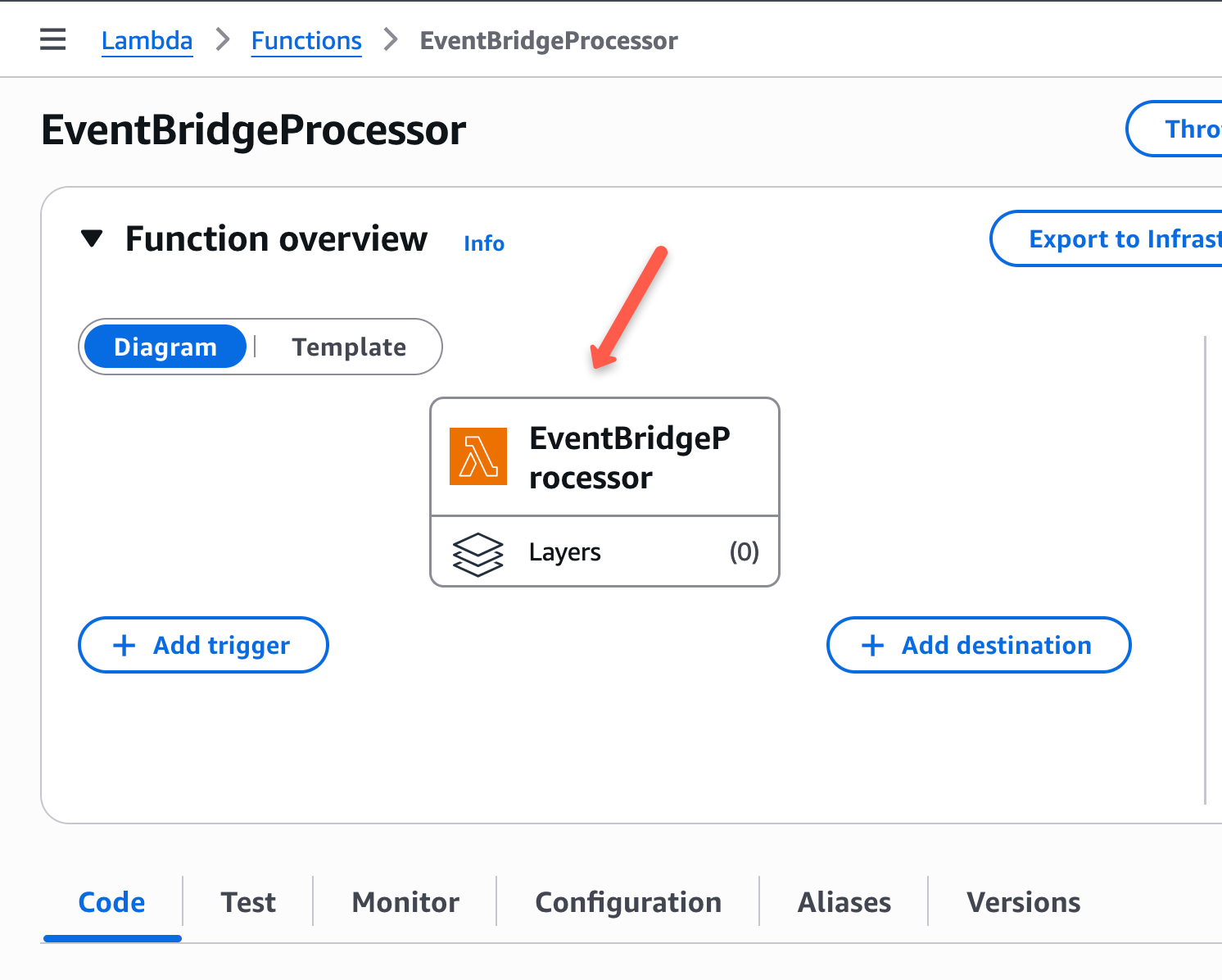 the home page of the aws lambda function