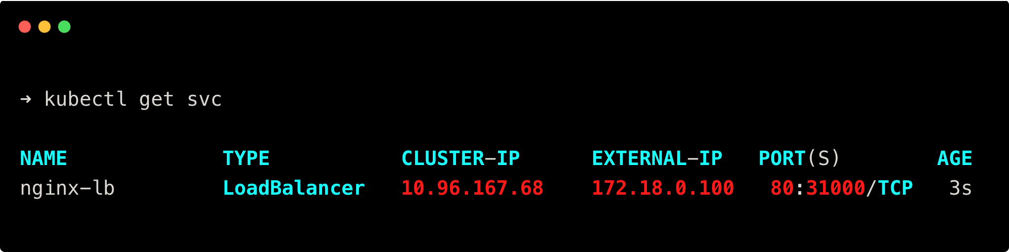 verifying if the service type loadbalancer is created