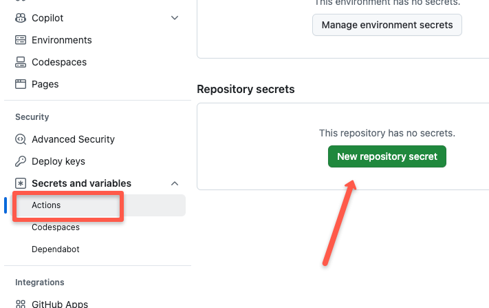 creating github secrets
