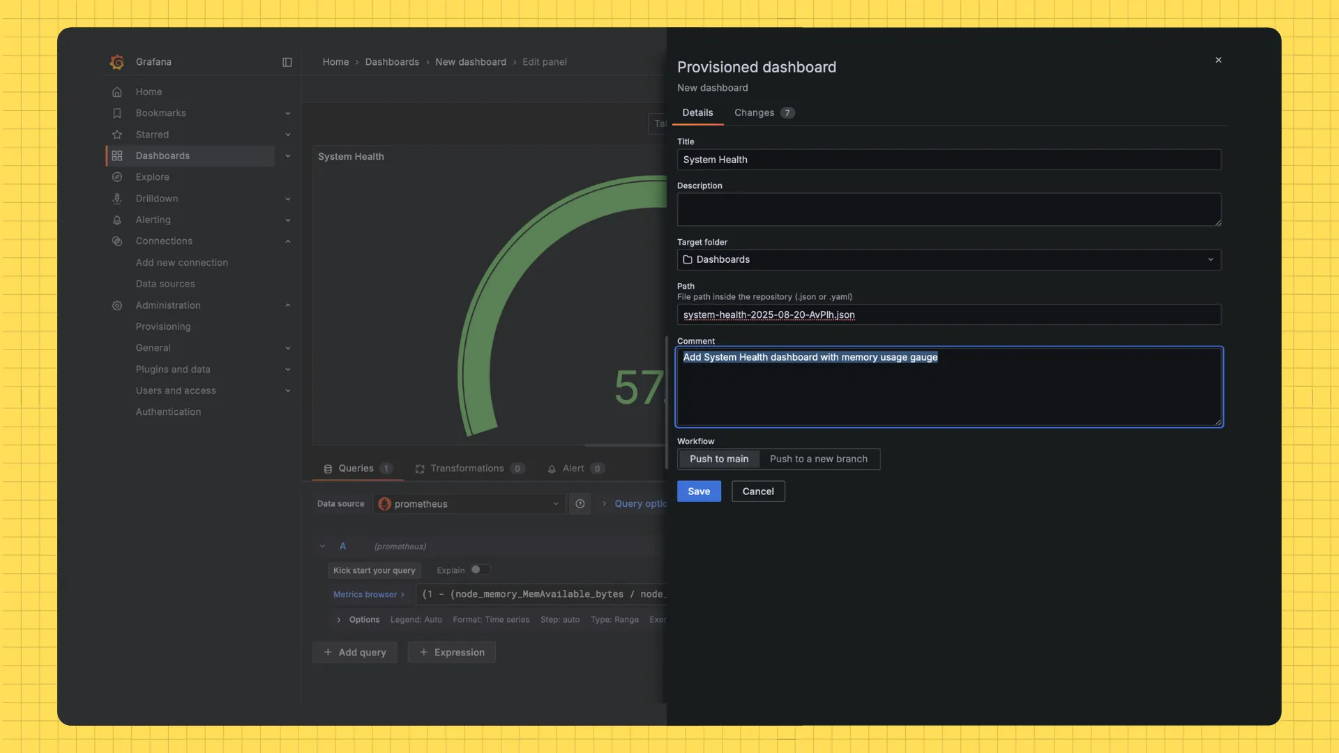 Synced Dashboard from Grafana UI