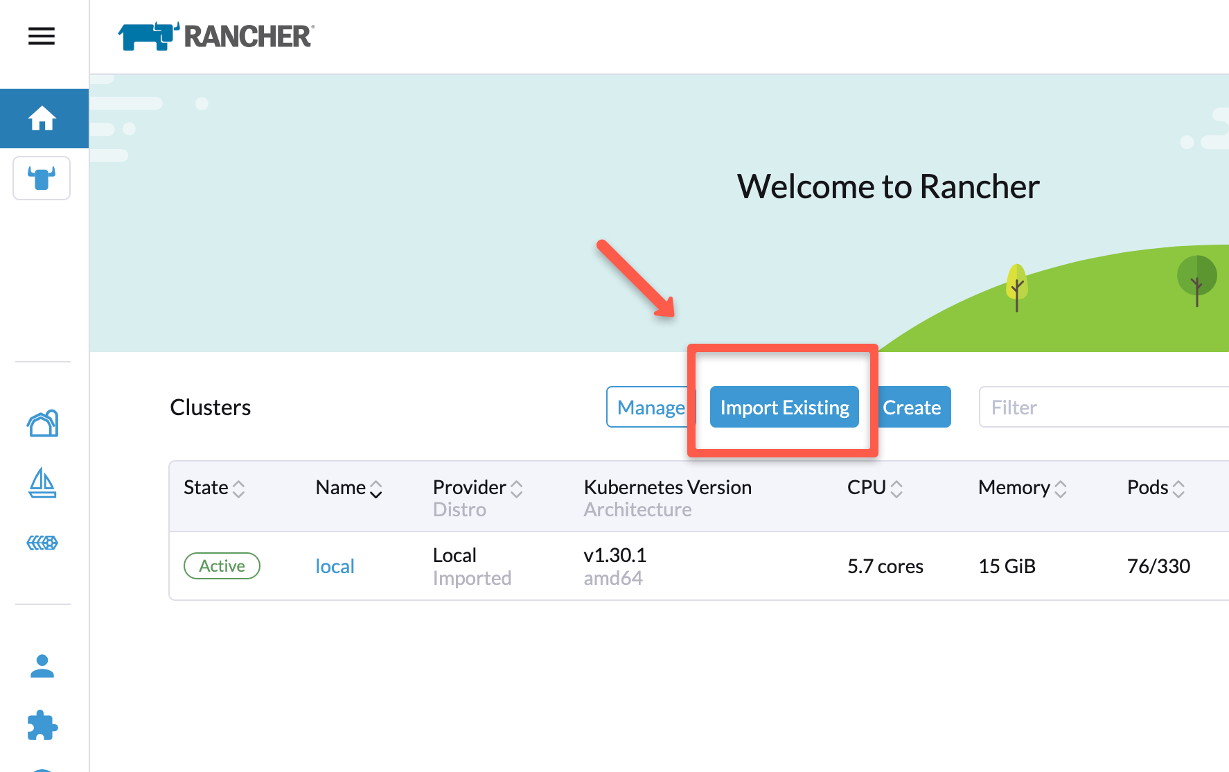 importig a cluster on Rancher