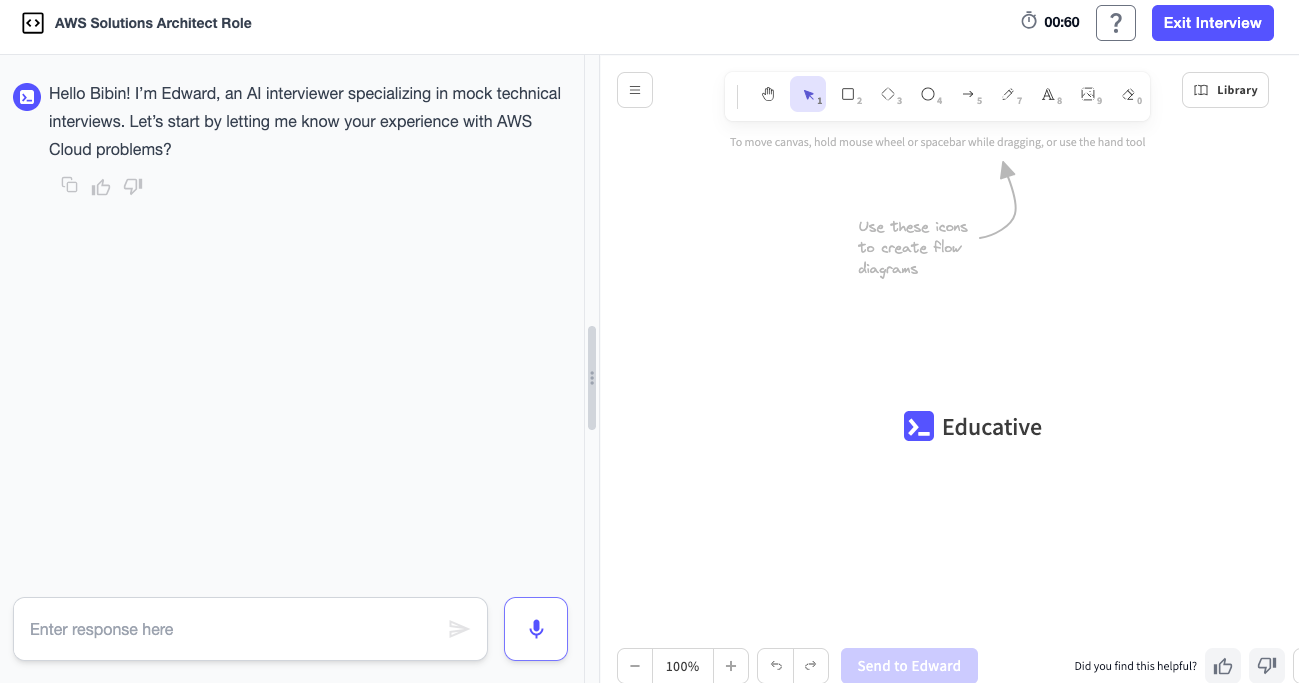 mock interview environments Interface with excalicraw integration