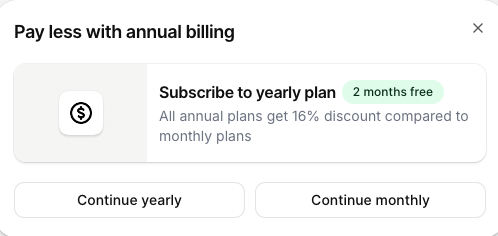 user need to confirm yearly or monthly plan they need.