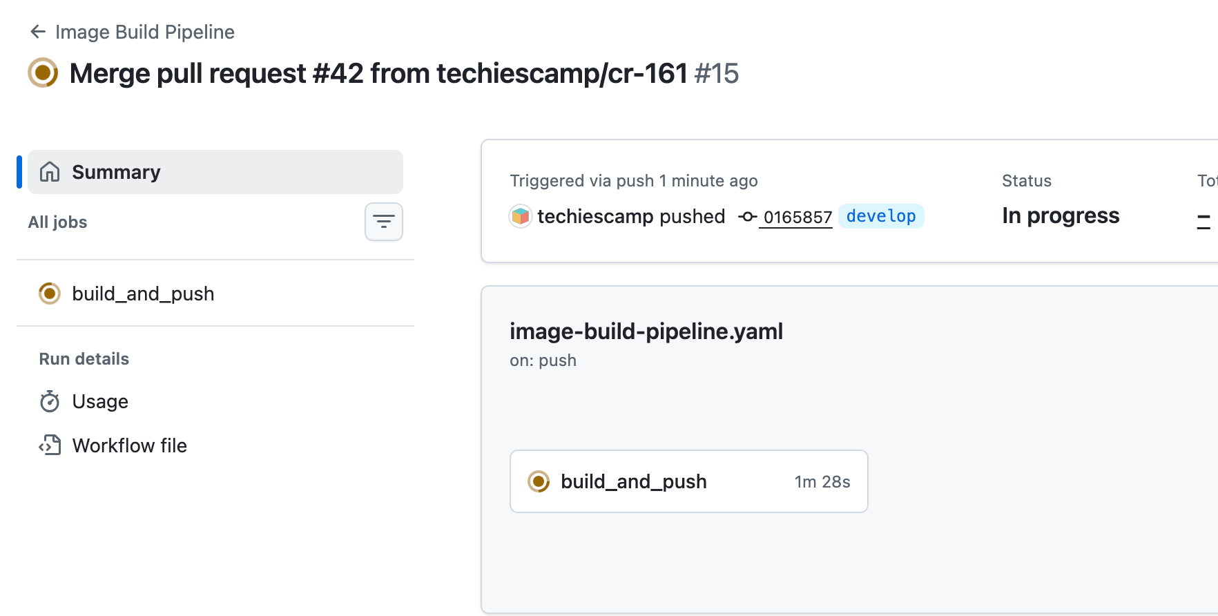 build triggered from merging to develop branch