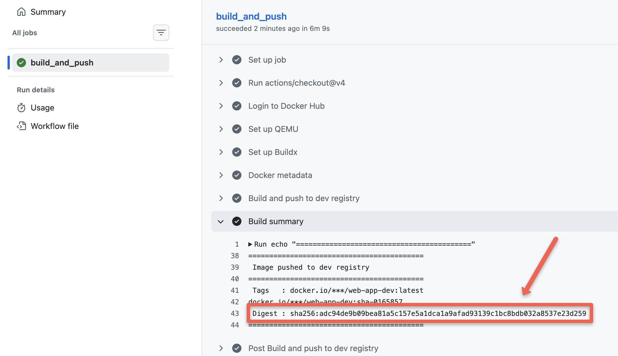 steps in image build and push workflow