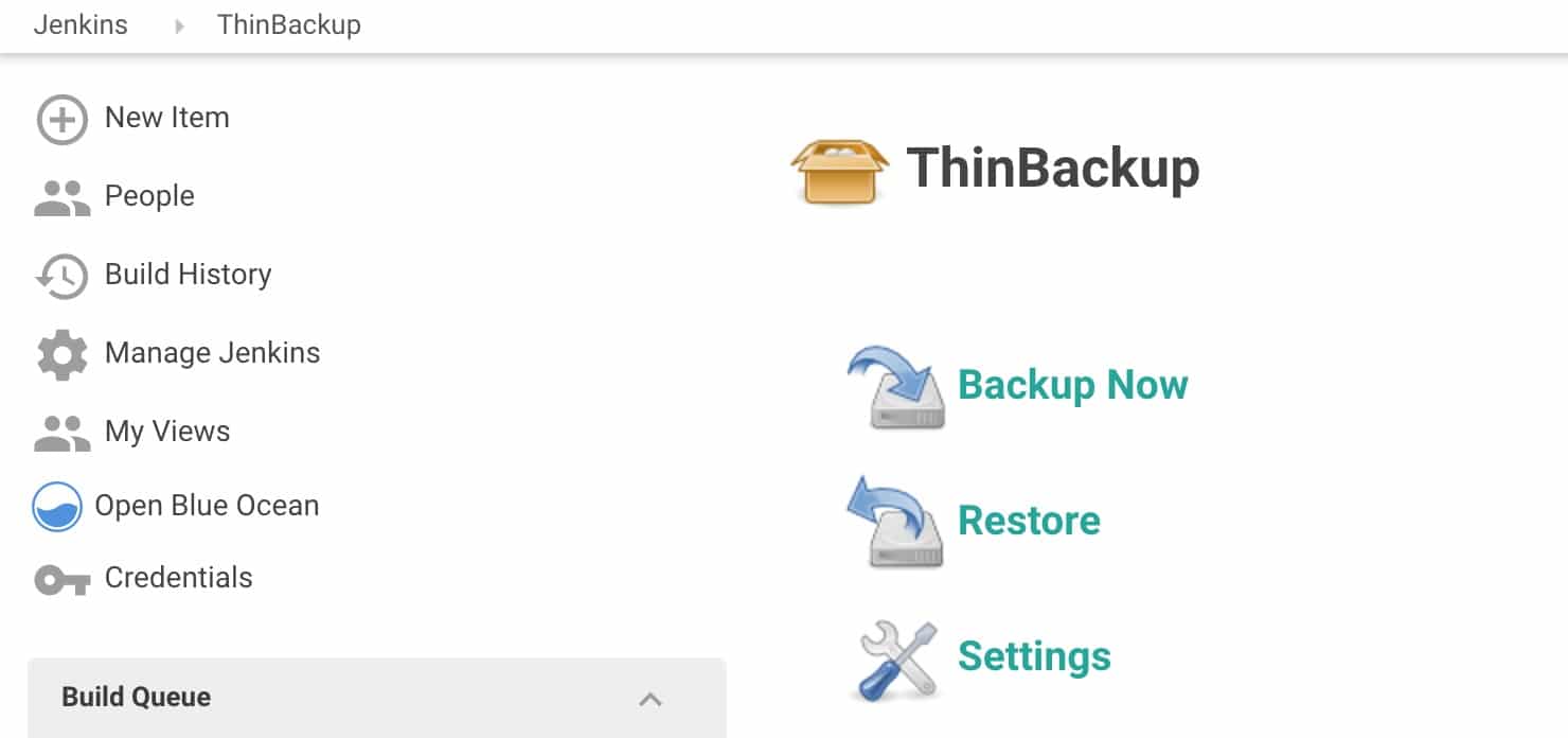 jenkins thin backup plugin settings