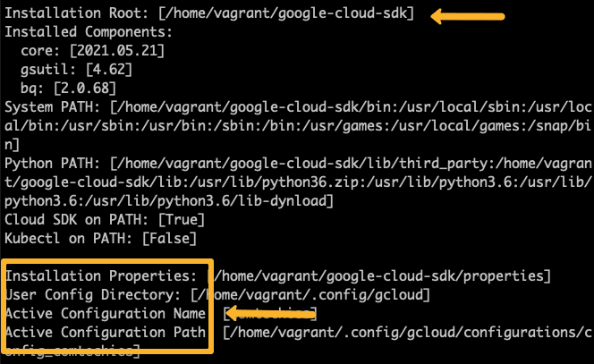 default google cloud SDK configurations locations