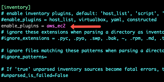 add ansible ec2 inventory plugin to ansible.cfg