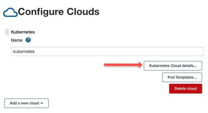 configure Kubernetes cloud details in Jenkins