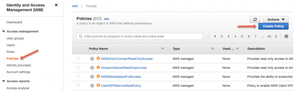 Create policy for cloudwatch custom logs