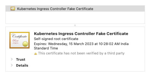 Kubernetes Ingress Controller Fake Certificate issue