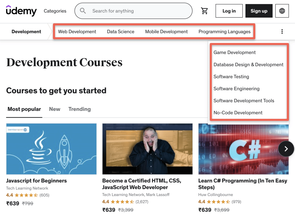 Udemy programming courses.
