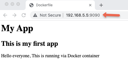 valaidating nginx docker image by running the docker container.