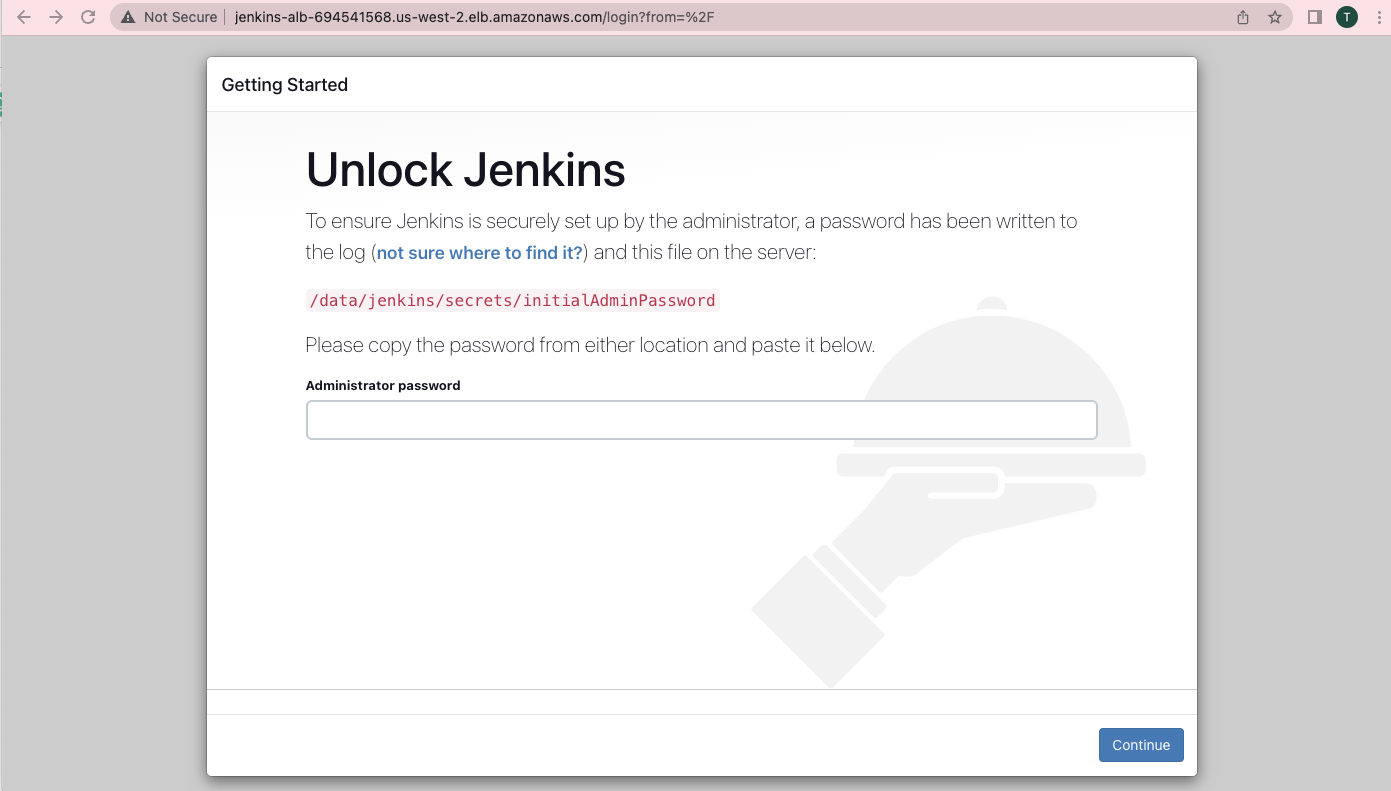 Jenkins unlock page.
