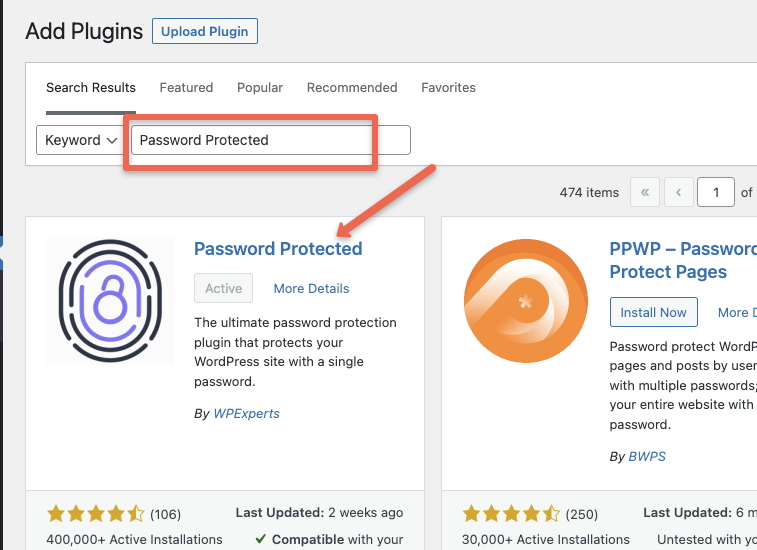 Password Protected wordpress plugin for noindex