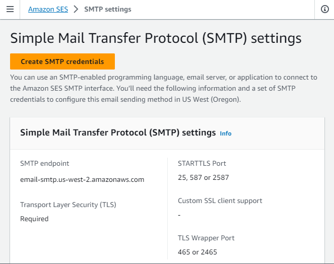 AWS SES SMTP credentials