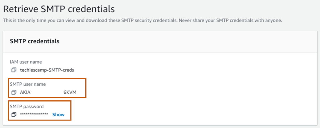 Getting AWS SES SMTP user and password.