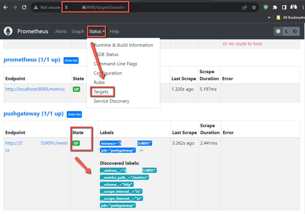 prometheus dashboard for pushgateway target.