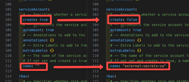 updating values.yaml file