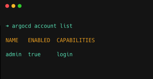 listing available users on argocd using argocd account list cli command
