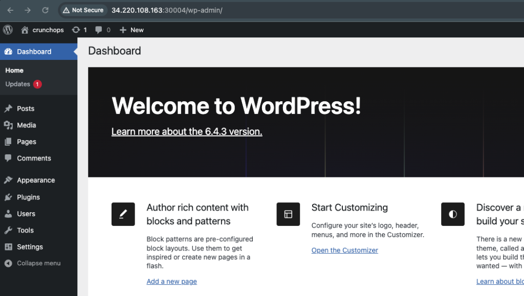 wordpress dashboard