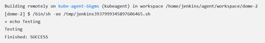successful Jenkins Kubernetes agent build
