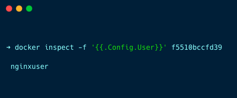 checking the current user using docker inspect command