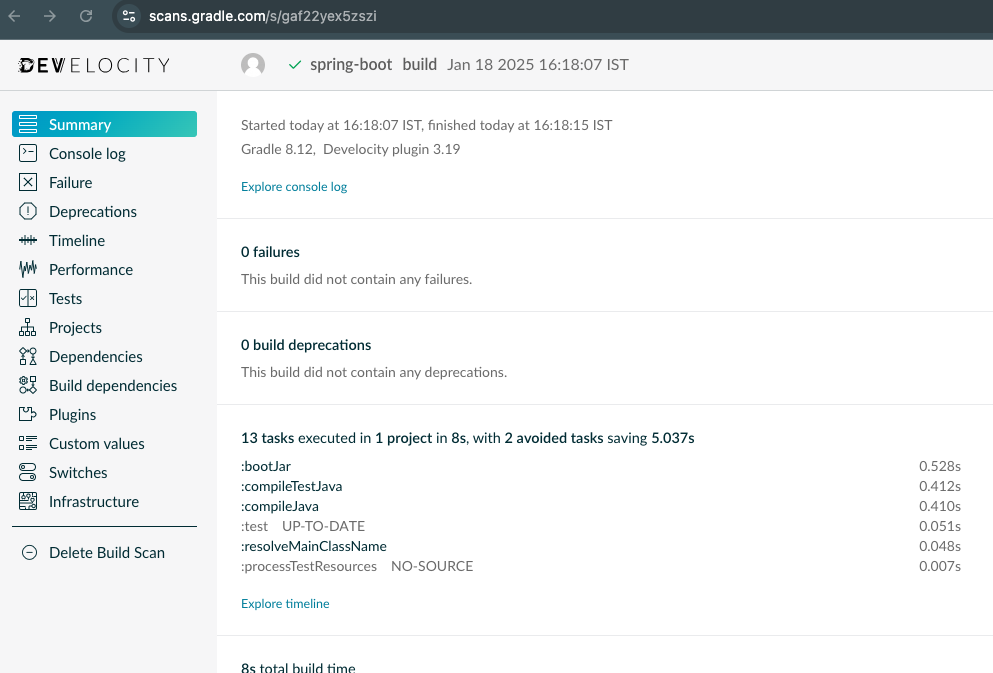 web report from gradle scan command