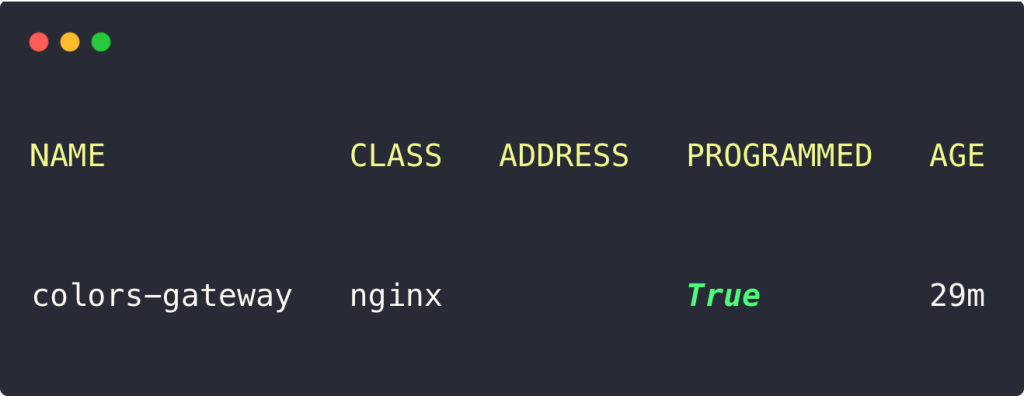 listing the deployed gateway class from the Kubernetes cluster